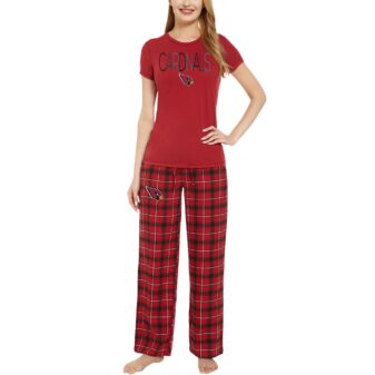 Women's Concepts Sport Cardinal/Black Arizona Cardinals Arctic T-Shirt & Flannel Pants Sleep Set