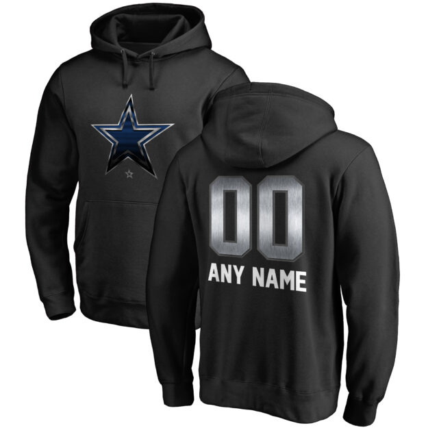 Men's NFL Pro Line by Fanatics Branded Black Dallas Cowboys Personalized Midnight Mascot Pullover Hoodie