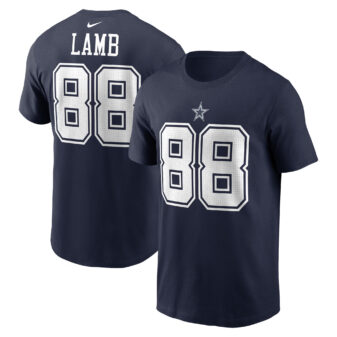 Men's Nike CeeDee Lamb Navy Dallas Cowboys Player Name & Number T-Shirt