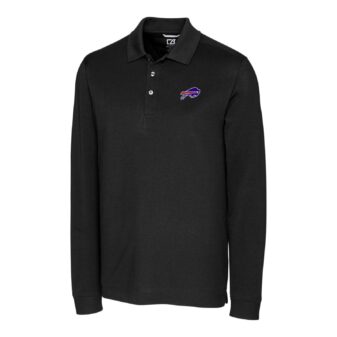 Men's Cutter & Buck Black Buffalo Bills Advantage Long Sleeve Polo