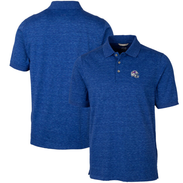 Men's Cutter & Buck Blue Buffalo Bills Helmet Advantage Space Dye Tri-Blend Polo