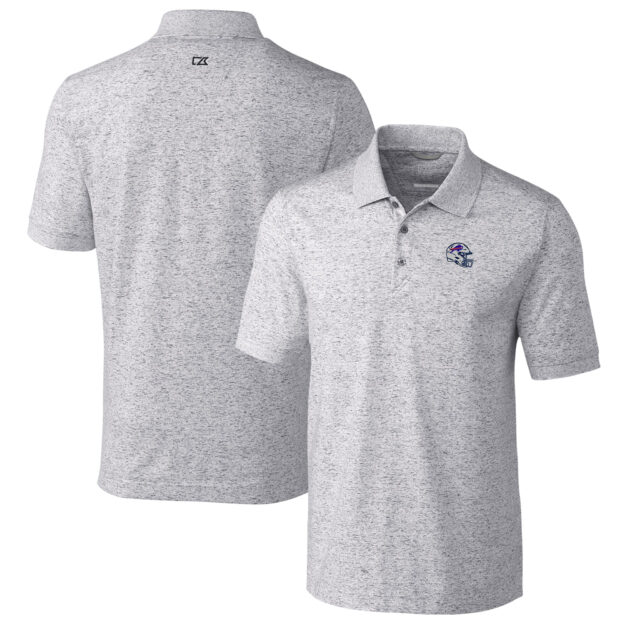 Men's Cutter & Buck Gray Buffalo Bills Helmet Advantage Space Dye Tri-Blend Polo