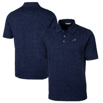 Men's Cutter & Buck Heathered Navy Buffalo Bills Americana Advantage Space Dye Tri-Blend Polo