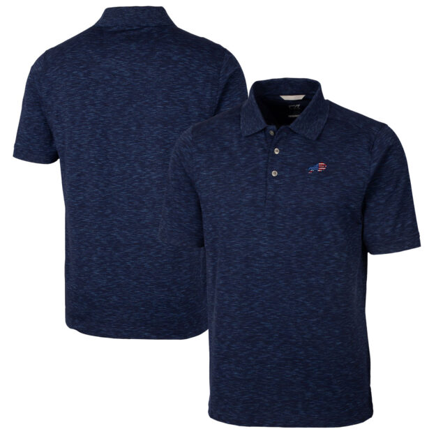 Men's Cutter & Buck Navy Buffalo Bills Big & Tall Advantage Tri-Blend Space Dye Polo