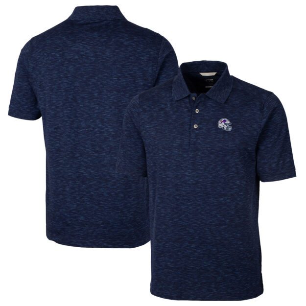 Men's Cutter & Buck Navy Buffalo Bills Helmet Advantage Space Dye Tri-Blend Polo