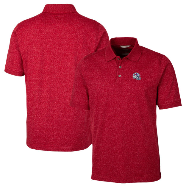 Men's Cutter & Buck Red Buffalo Bills Helmet Advantage Space Dye Tri-Blend Polo