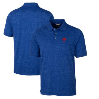 Men's Cutter & Buck Royal Buffalo Bills Advantage Tri-Blend Space Dye Throwback Polo