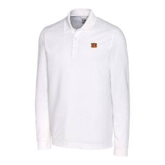 Men's Cutter & Buck White Cincinnati Bengals Advantage Long Sleeve Polo