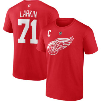 Men's Fanatics Branded Dylan Larkin Red Detroit Red Wings Authentic Stack Captain Name & Number T-Shirt