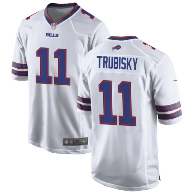 Mitch Trubisky Men's Nike White Buffalo Bills Custom Game Jersey