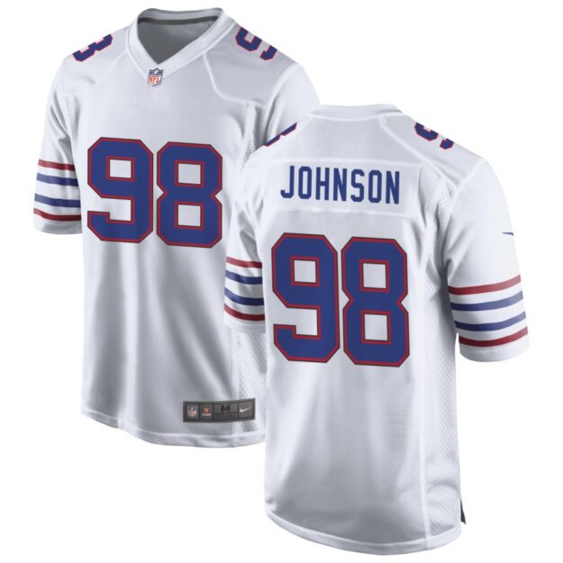 Austin Johnson Men's Nike White Buffalo Bills Alternate Custom Game Jersey