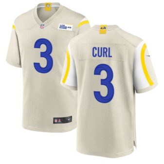 Kamren Curl Men's Nike Los Angeles Rams Bone Custom Game Jersey