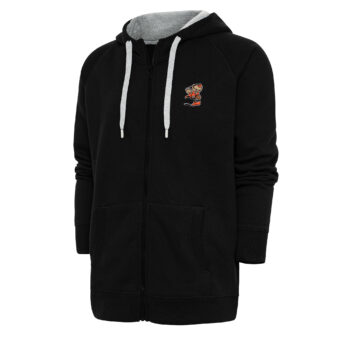 Men's Antigua Black Cleveland Browns Team Logo Victory Full-Zip Hoodie