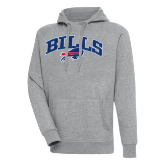 Men's Antigua Heather Gray Buffalo Bills Victory Pullover Hoodie