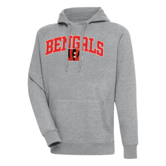 Men's Antigua Heather Gray Cincinnati Bengals Victory Pullover Hoodie