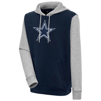 Men's Antigua Navy Dallas Cowboys Victory CB Chenille Pullover Hoodie