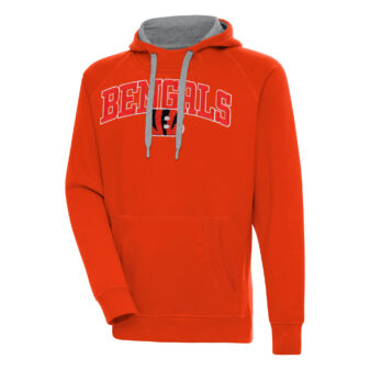 Men's Antigua Orange Cincinnati Bengals Victory Pullover Hoodie