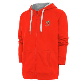 Men's Antigua Orange Cleveland Browns Team Logo Victory Full-Zip Hoodie