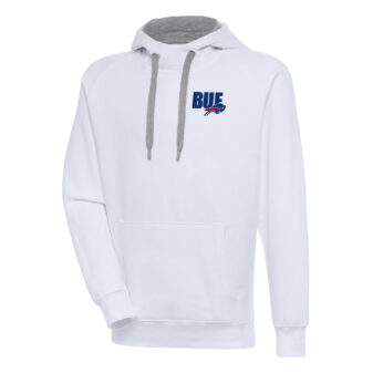 Men's Antigua White Buffalo Bills Victory Pullover Hoodie