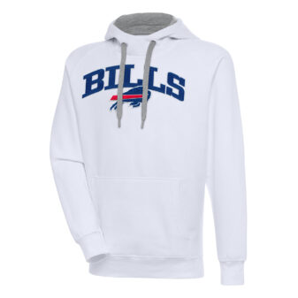 Men's Antigua White Buffalo Bills Victory Pullover Hoodie