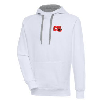 Men's Antigua White Cincinnati Bengals Victory Pullover Hoodie