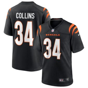 Elijah Collins Men's Nike Black Cincinnati Bengals Game Custom Jersey