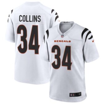 Elijah Collins Men's Nike White Cincinnati Bengals Game Custom Jersey