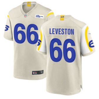 KT Leveston Men's Nike Los Angeles Rams Bone Custom Game Jersey