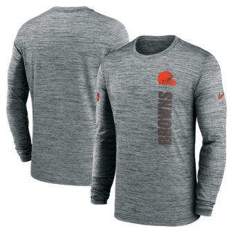 Men's Nike Gray Cleveland Browns 2024 Sideline Velocity Performance Long Sleeve T-Shirt