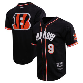 Men's Pro Standard Joe Burrow Black Cincinnati Bengals Baseball Button-Up Shirt