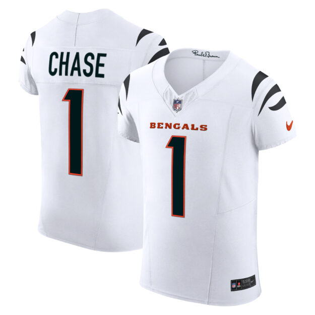 Men's Nike Ja'Marr Chase White Cincinnati Bengals Vapor F.U.S.E. Elite Jersey