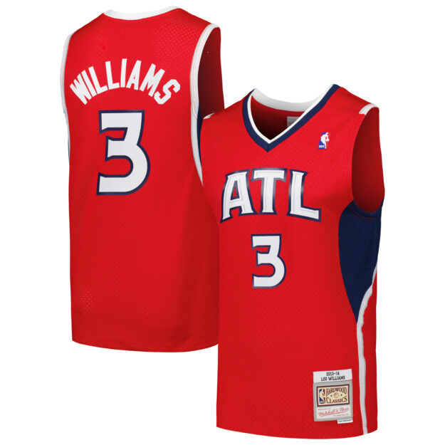 Men's Mitchell & Ness Lou Williams Red Atlanta Hawks 2001/02 Hardwood Classics Swingman Jersey