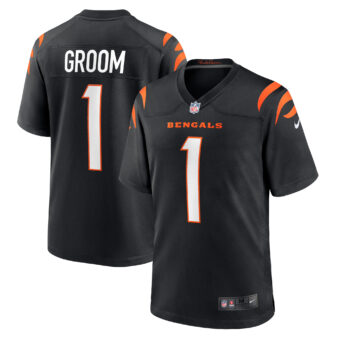 Men's Nike Number 1 Groom Black Cincinnati Bengals Game Jersey