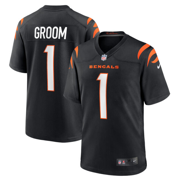 Men's Nike Number 1 Groom Black Cincinnati Bengals Game Jersey