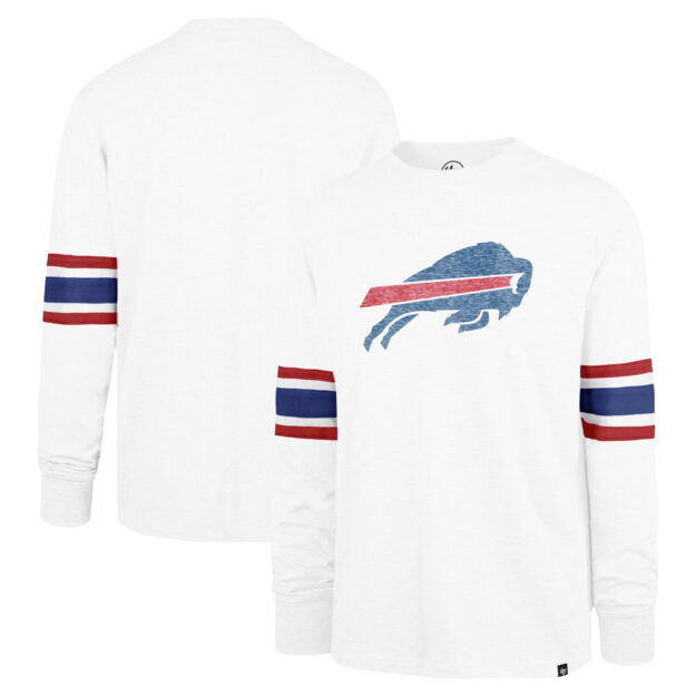 Men's '47 White Buffalo Bills Gridiron Premier Brex Long Sleeve T-Shirt