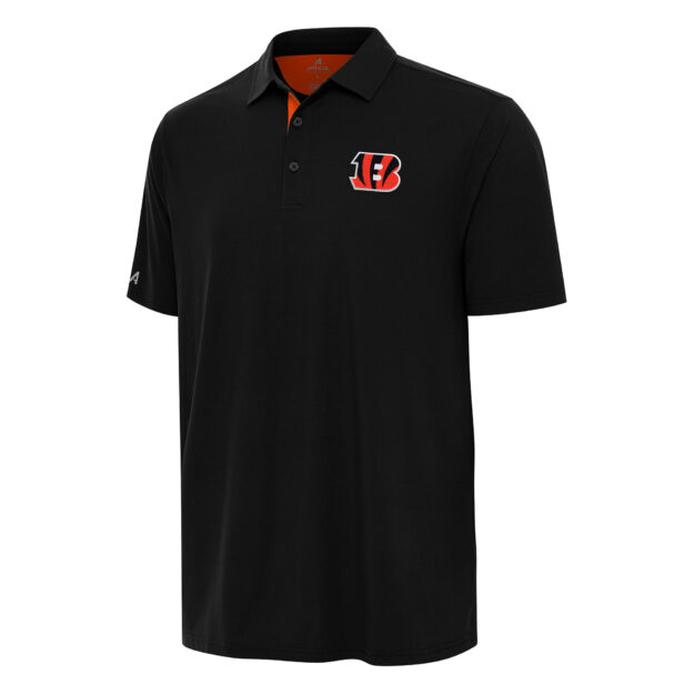 Men's Antigua Black/Orange Cincinnati Bengals Era Polo