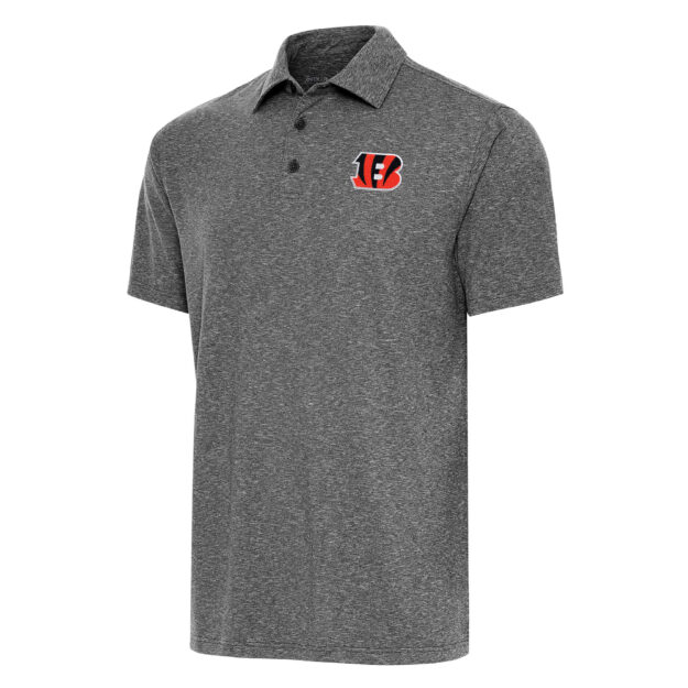 Men's Antigua Heather Black Cincinnati Bengals Big & Tall Par 3 Polo