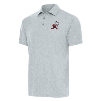 Men's Antigua Heather Gray Cleveland Browns Brownie Logo Big & Tall Par 3 Polo