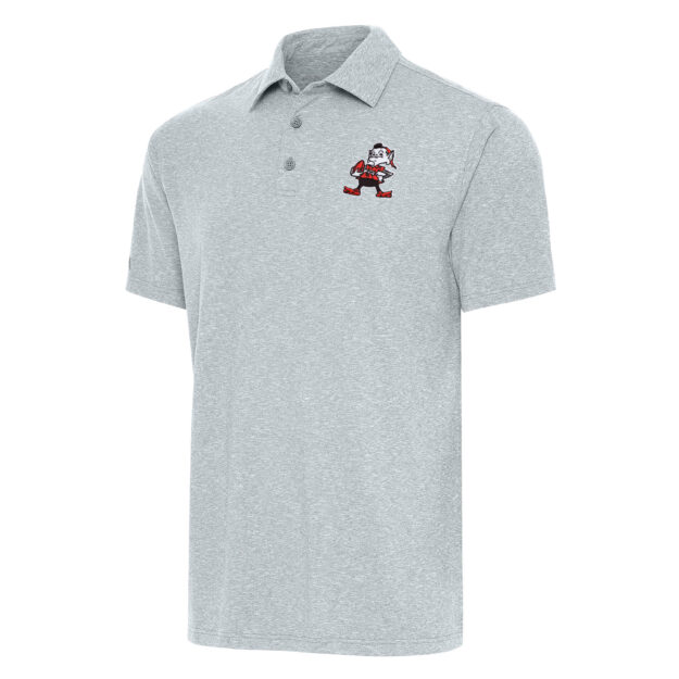 Men's Antigua Heather Gray Cleveland Browns Brownie Logo Big & Tall Par 3 Polo