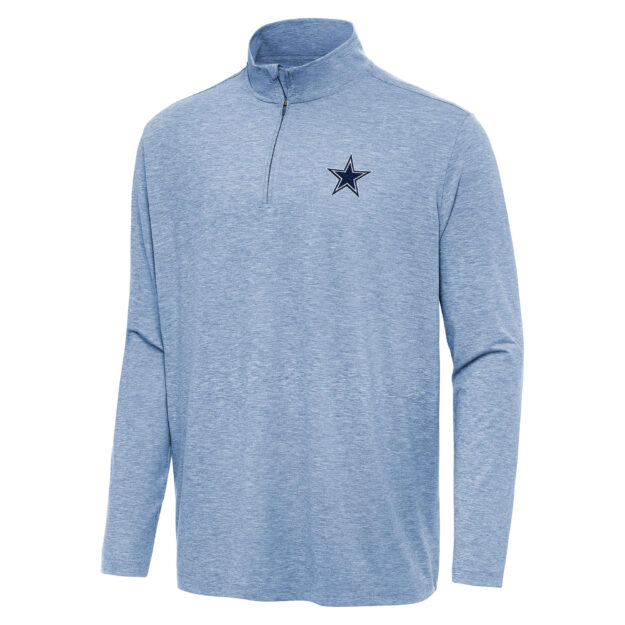 Men's Antigua Heather Royal Dallas Cowboys Hunk Quarter-Zip Jacket