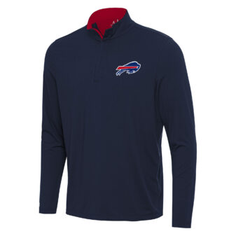 Men's Antigua Navy/Red Buffalo Bills Content Quarter-Zip Pullover Top