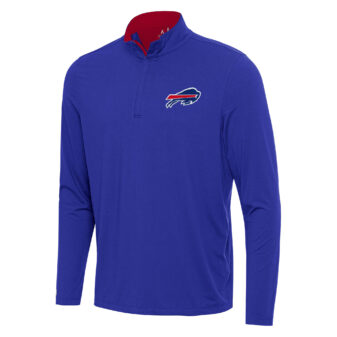 Men's Antigua Royal/Red Buffalo Bills Content Quarter-Zip Pullover Top