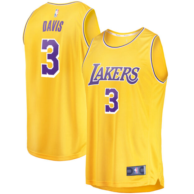 Men's Fanatics Anthony Davis Gold Los Angeles Lakers 2019/20 Fast Break Replica Jersey - Icon Edition