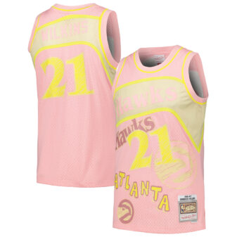 Men's Mitchell & Ness Dominique Wilkins Pink Atlanta Hawks 1986/87 Swingman Sidewalk Sketch Jersey