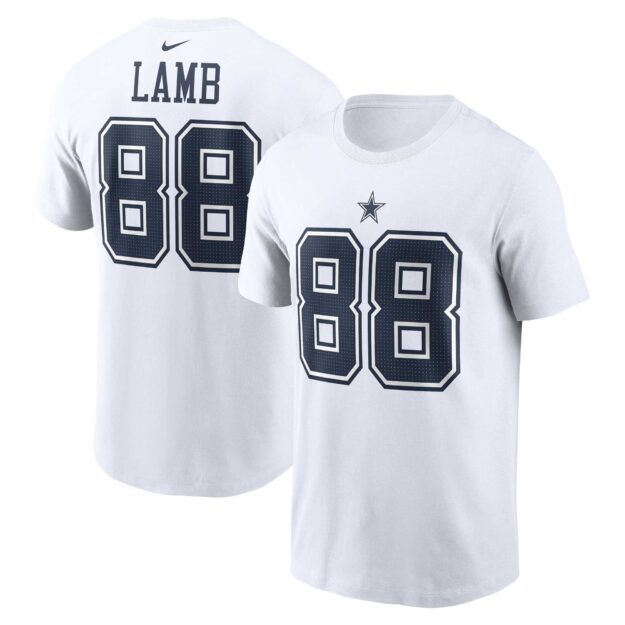 Men's Nike CeeDee Lamb White Dallas Cowboys Player Name & Number T-Shirt