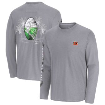 Men's Tommy Bahama Gray Cincinnati Bengals Oasis Endzone Lux Long Sleeve T-Shirt