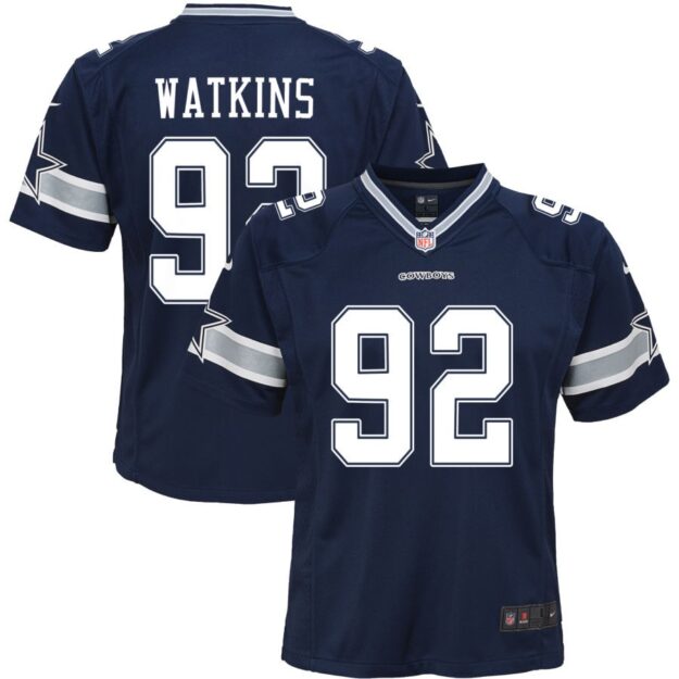 Carlos Watkins Youth Nike Navy Dallas Cowboys Custom Game Jersey