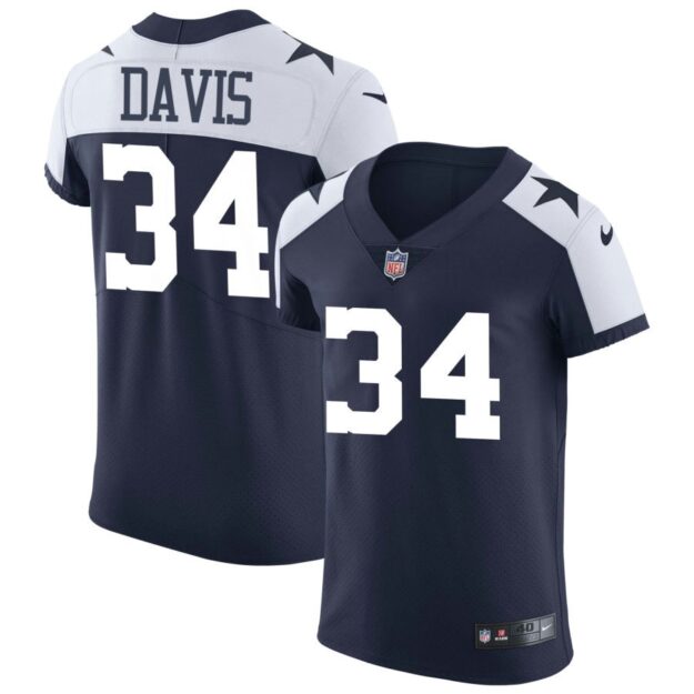 Malik Davis Men's Nike Navy Dallas Cowboys Alternate Vapor Elite Custom Jersey