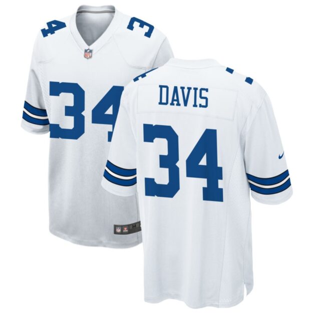 Malik Davis Men's Nike White Dallas Cowboys Custom Game Jersey