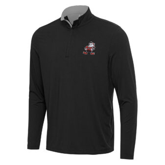 Men's Antigua Black/Gray Cleveland Browns Content Quarter-Zip Pullover Top